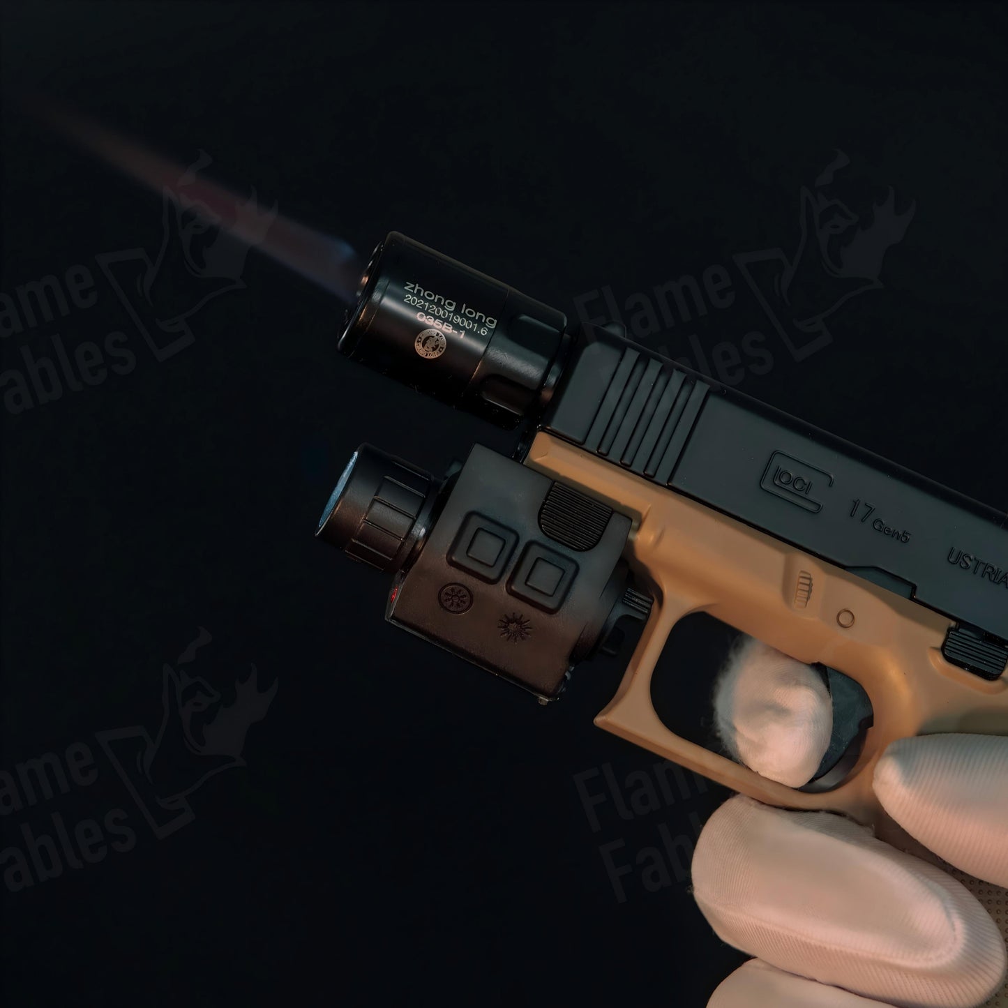 Glock Style Jet Lighter with IR/Light & Sound/Flame FX Silencer