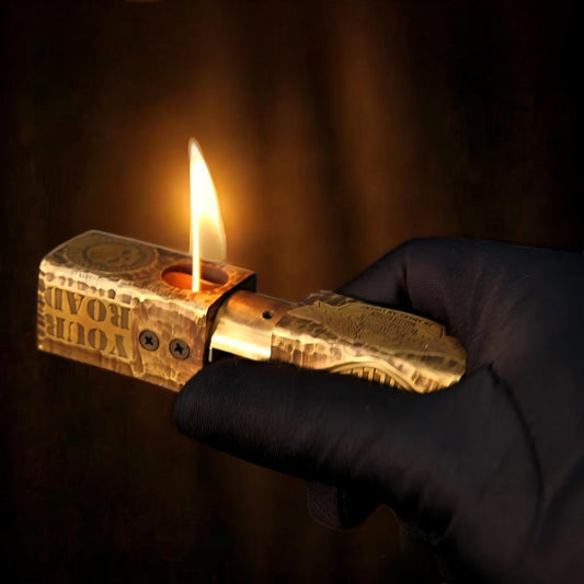 Hammered Brass Pop-Up Ignition Lighter